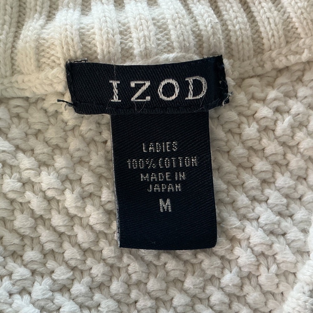 IZOD Ladies White V-Neck Cable‎ Knit Black Stripe M - Picture 7 of 9